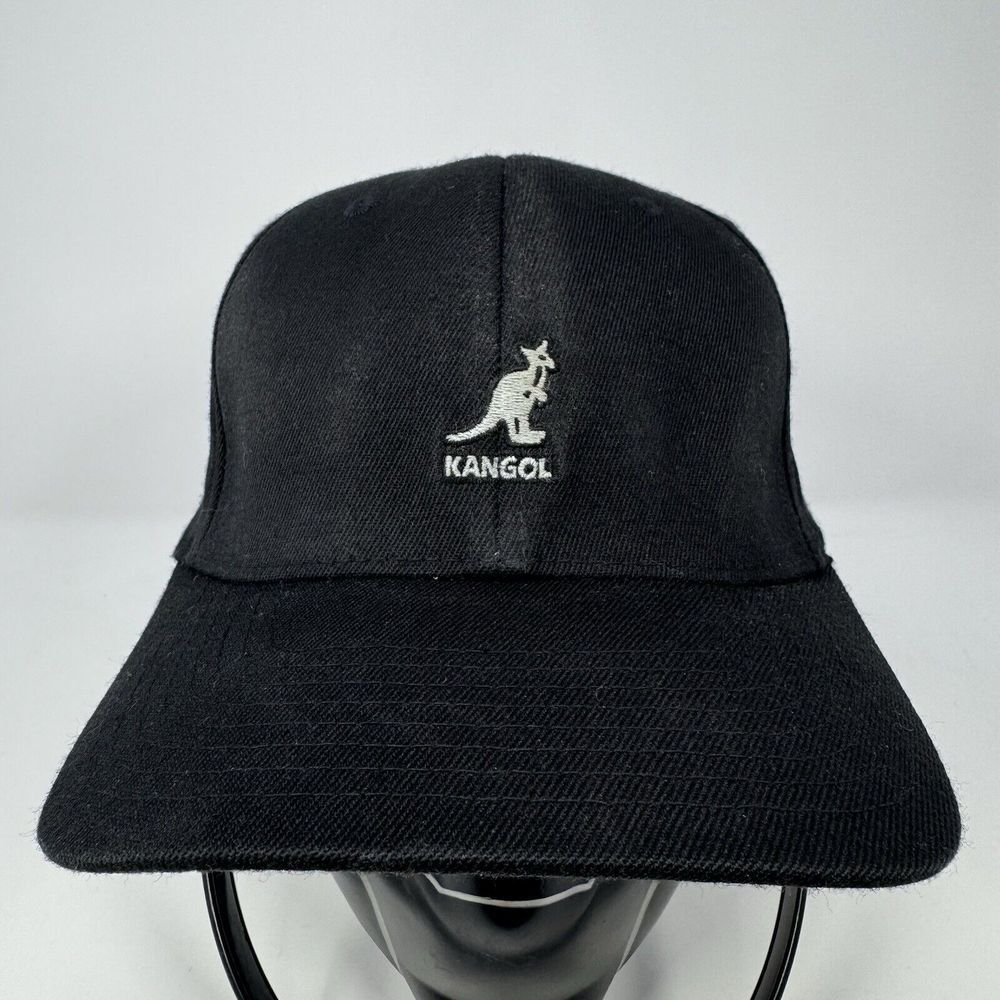 Kangol Logo Canvas Hat Cap Black FlexFit Tech Fitted Size S/M